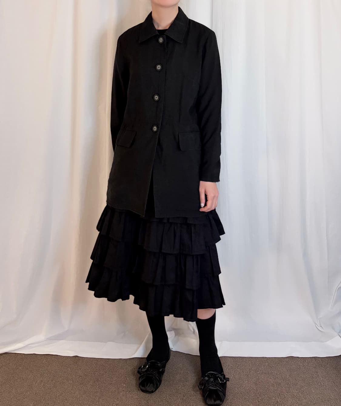 Four Button Half Jacket - Black 상품이미지4