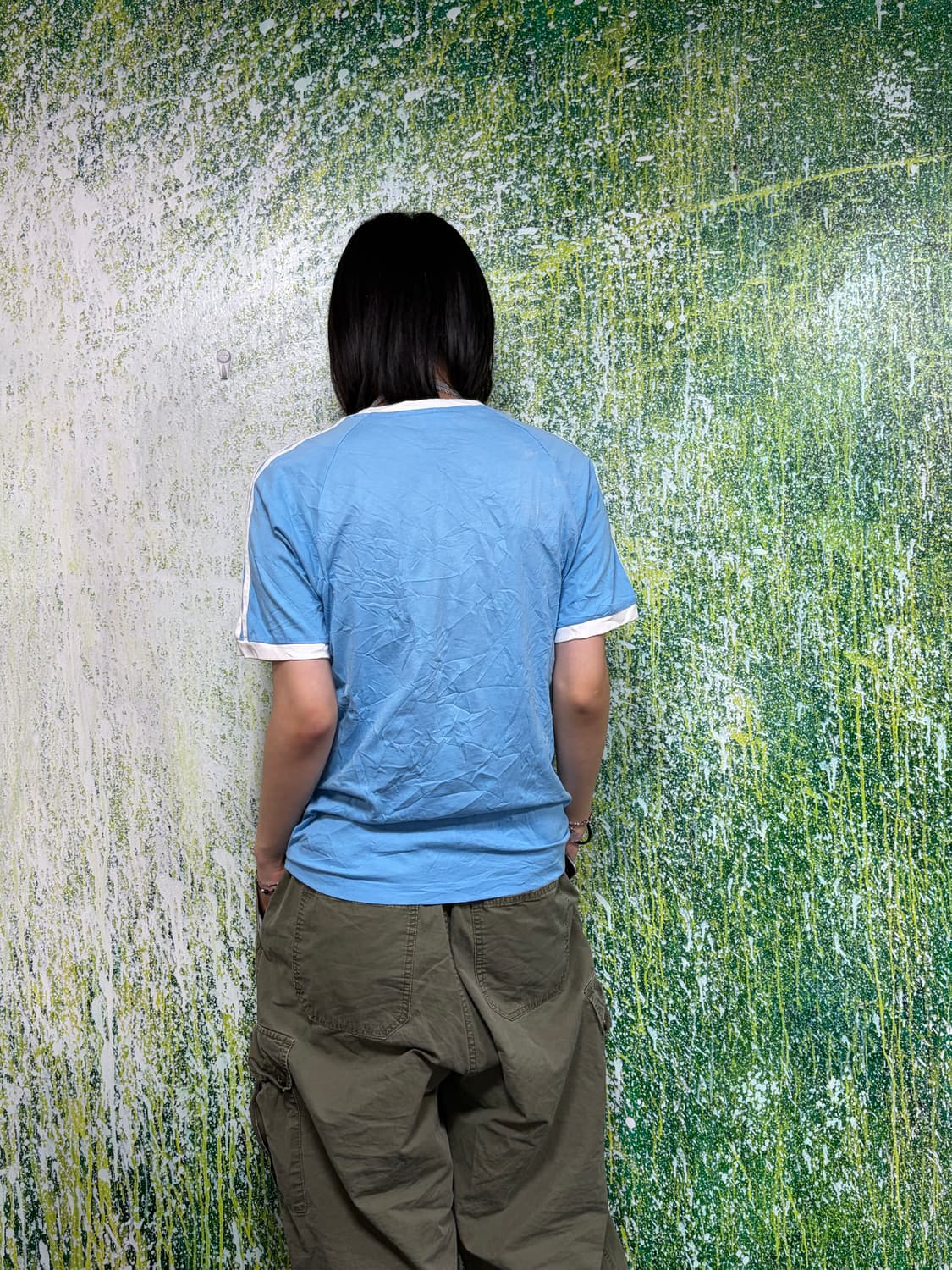 아디다스 대대장 소라색 스카이블루 링거티 반팔 티셔츠 M 상품이미지5