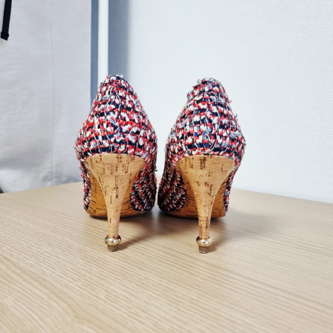 샤넬 큐빅로고 트위드 구두 펌프스 슈즈 힐 240mm/37 (굽8.5) 상품이미지5