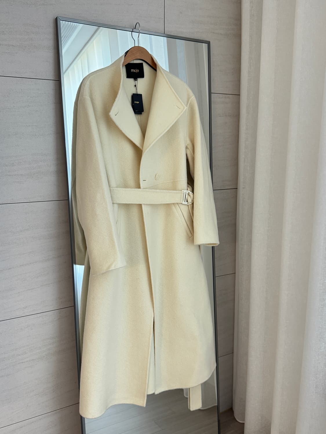 🖤 마쥬(MAJE) 아이보리 울 롱코트 상품이미지5