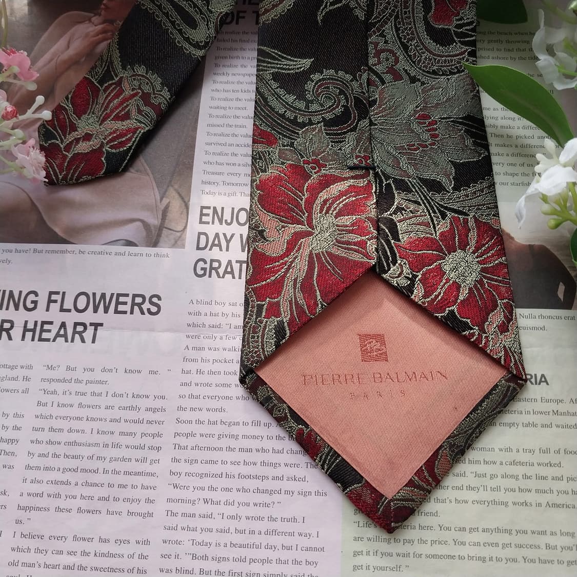 발망 실크 블랙 플라워 아트 자카드 넥타이 9.6cm A+등급 K1603 상품이미지7