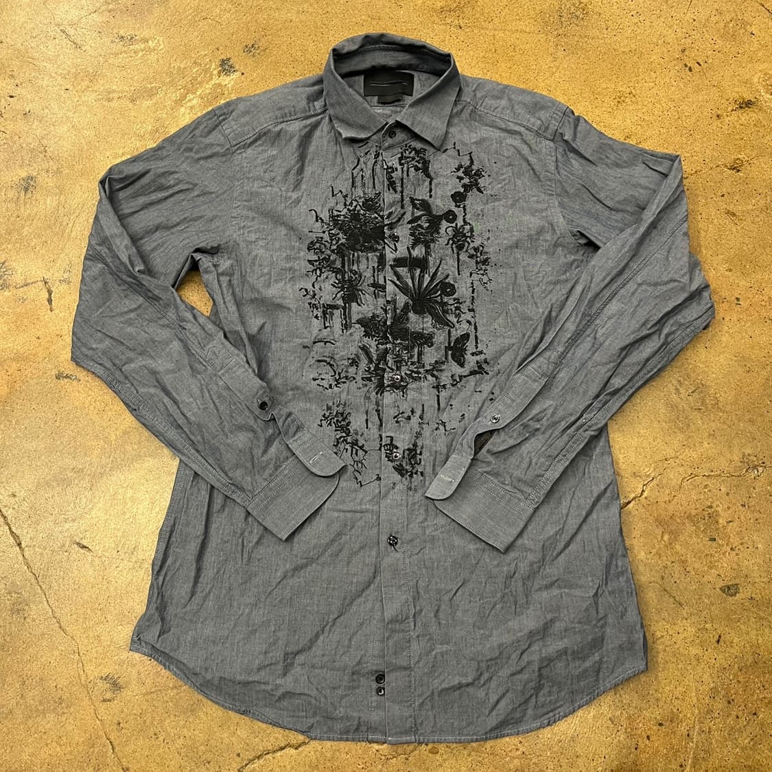 [정품] 디젤 블랙 골드 패턴 프린팅 긴팔 셔츠 그레이 b16 상품이미지2