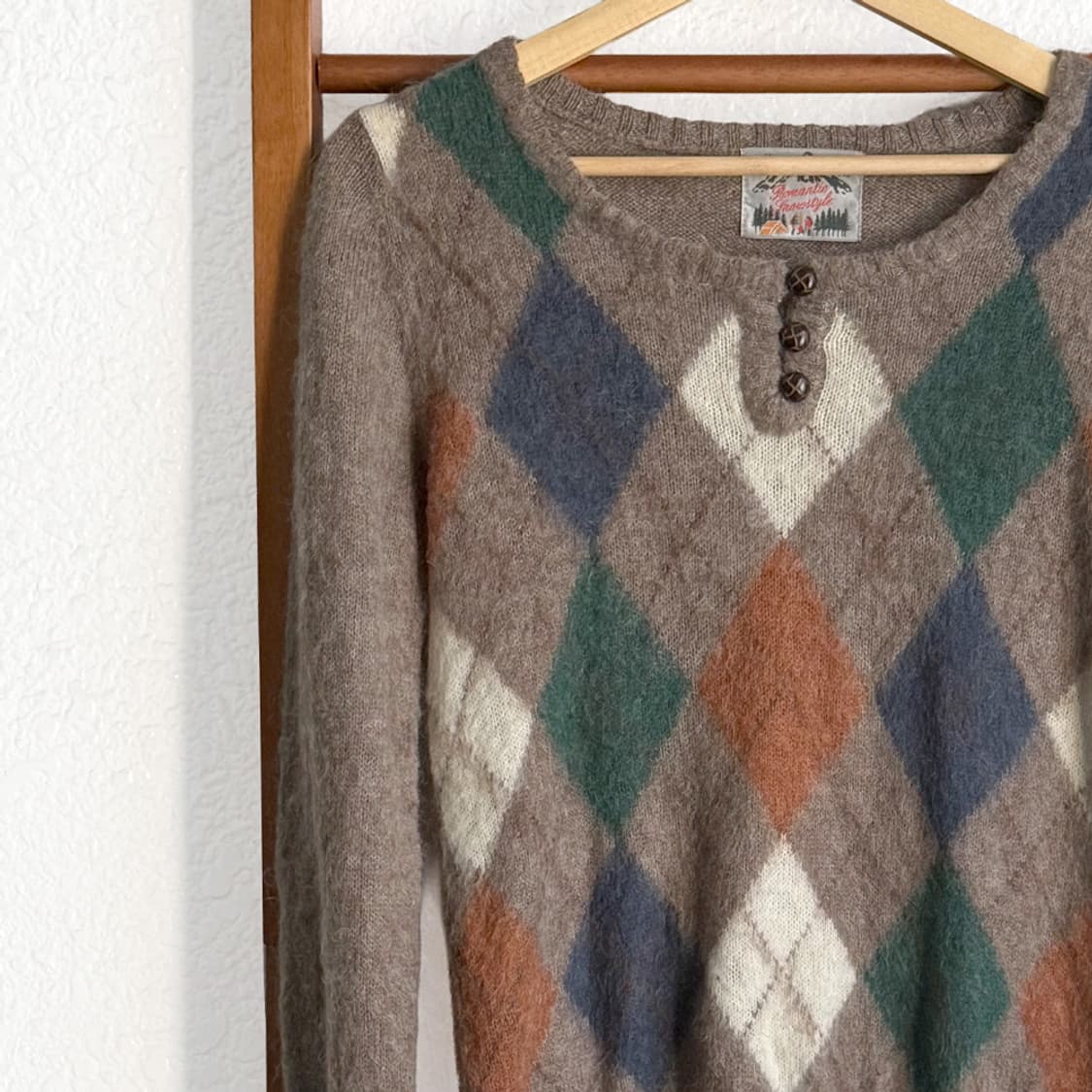 모헤어 우드랜드 아가일 니트 상품이미지2