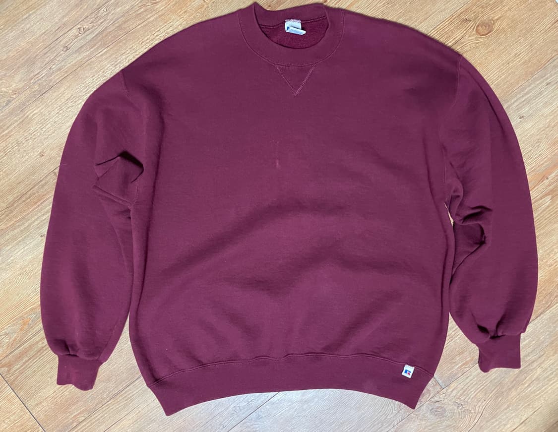 90s 러셀 애슬레틱 스웻셔츠 마룬(버건디) XL 미제🇺🇸 상품이미지1
