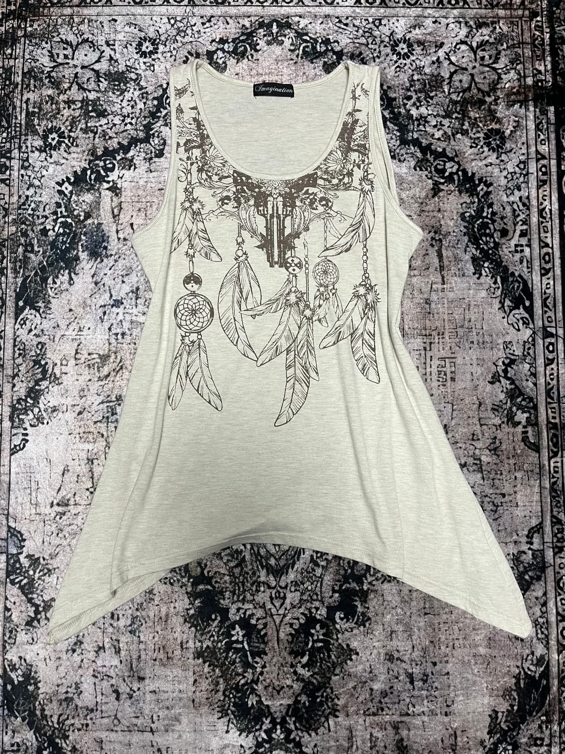 Asymmetric 오리엔탈 슬리브리스 탑 상품이미지7