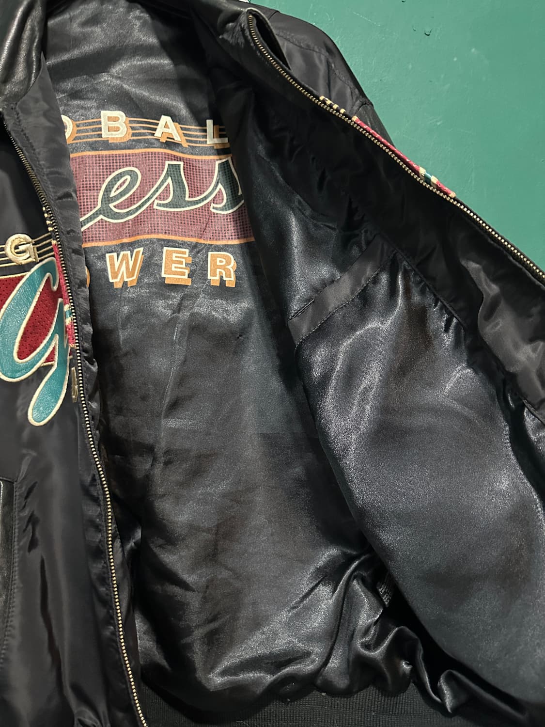 90s 가죽배색 바시티자켓 105 상품이미지5