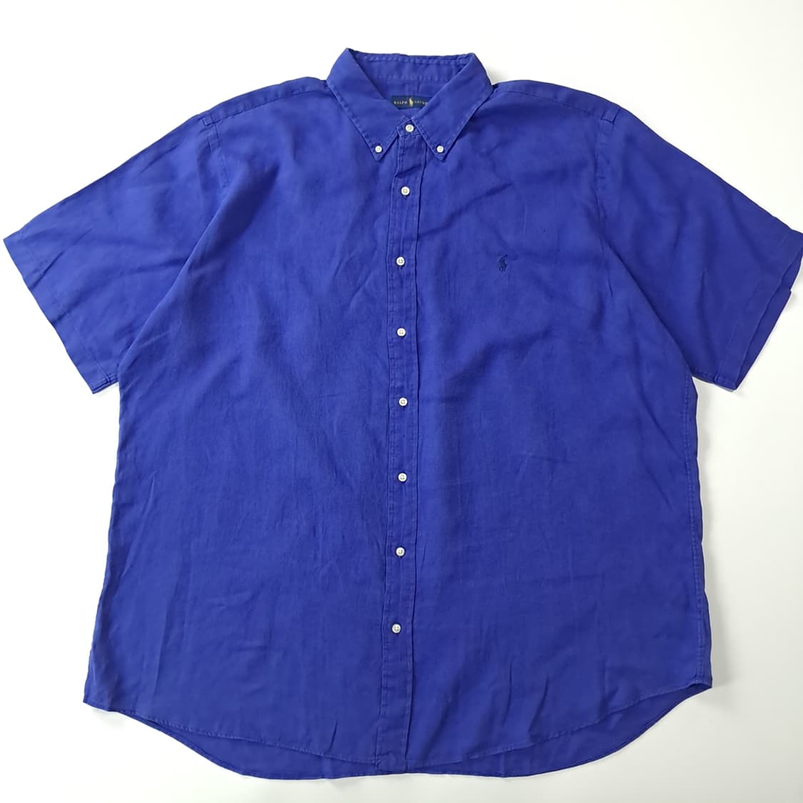 CK314 2XLT 폴로 90s 린넨 로열블루 반팔 셔츠 남방 상품이미지1