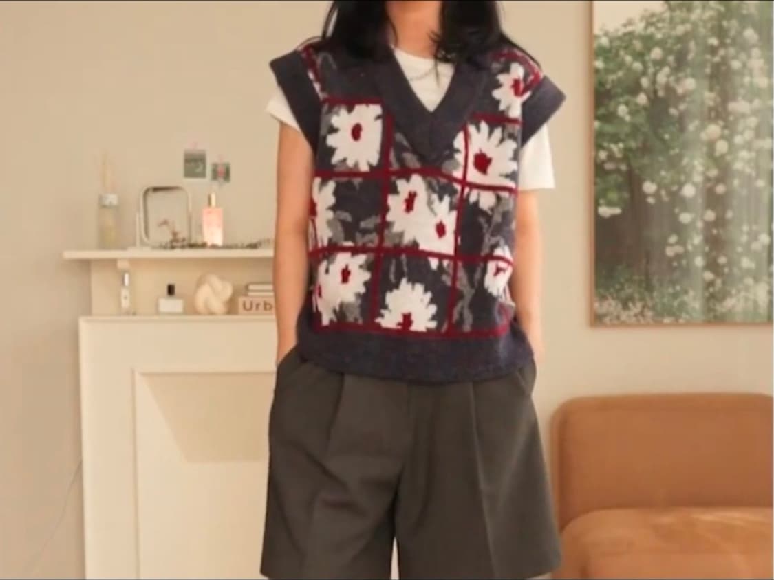 자라 ZARA 플라워 니트 베스트 S 스몰 55 패턴 조끼 정품 새상품 상품이미지5