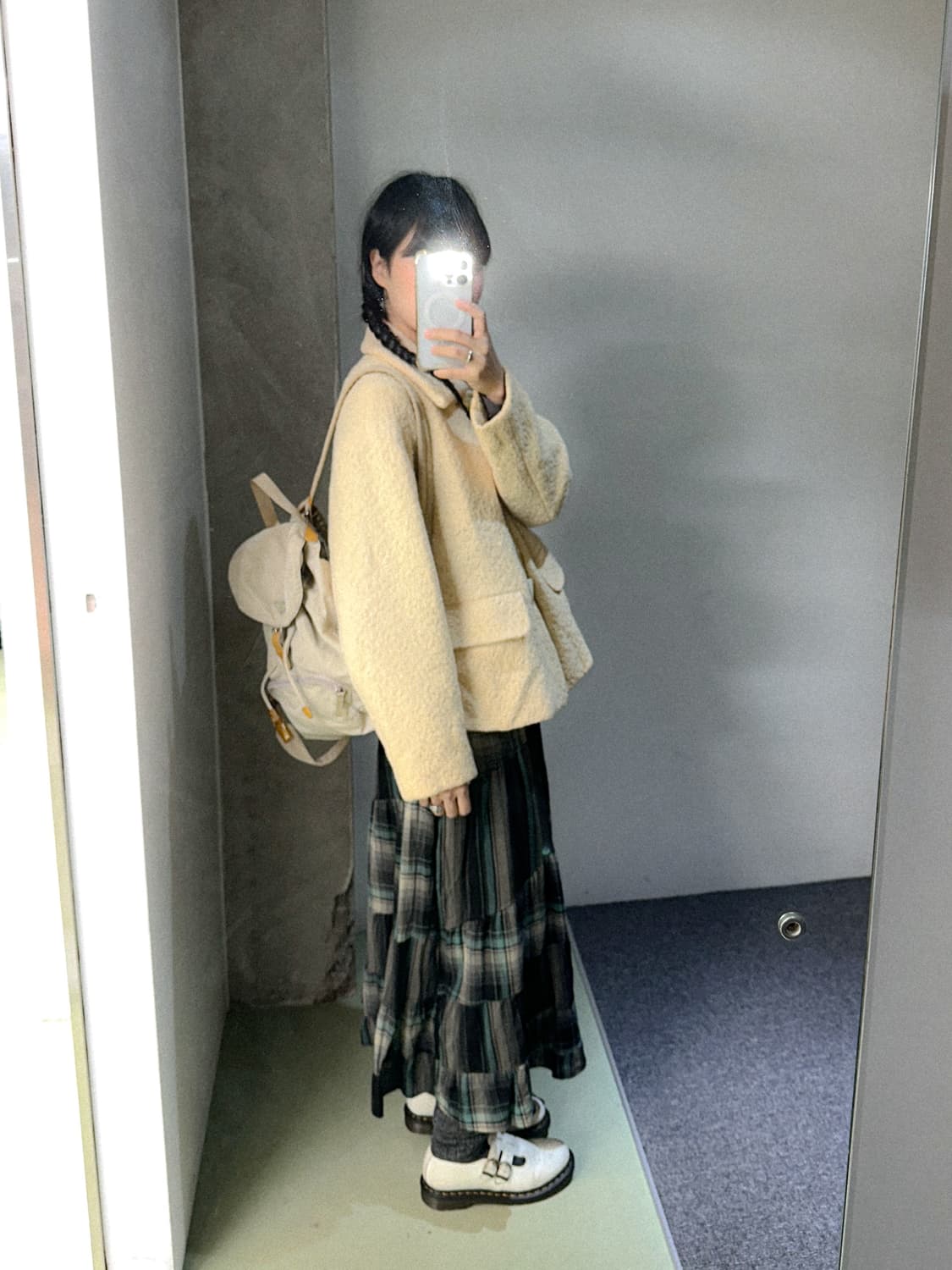 cream tweed half coat 상품이미지2
