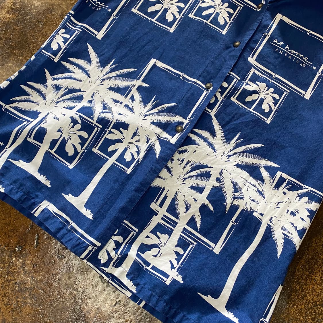 빈티지 야자수 반팔셔츠 블루 상품이미지3