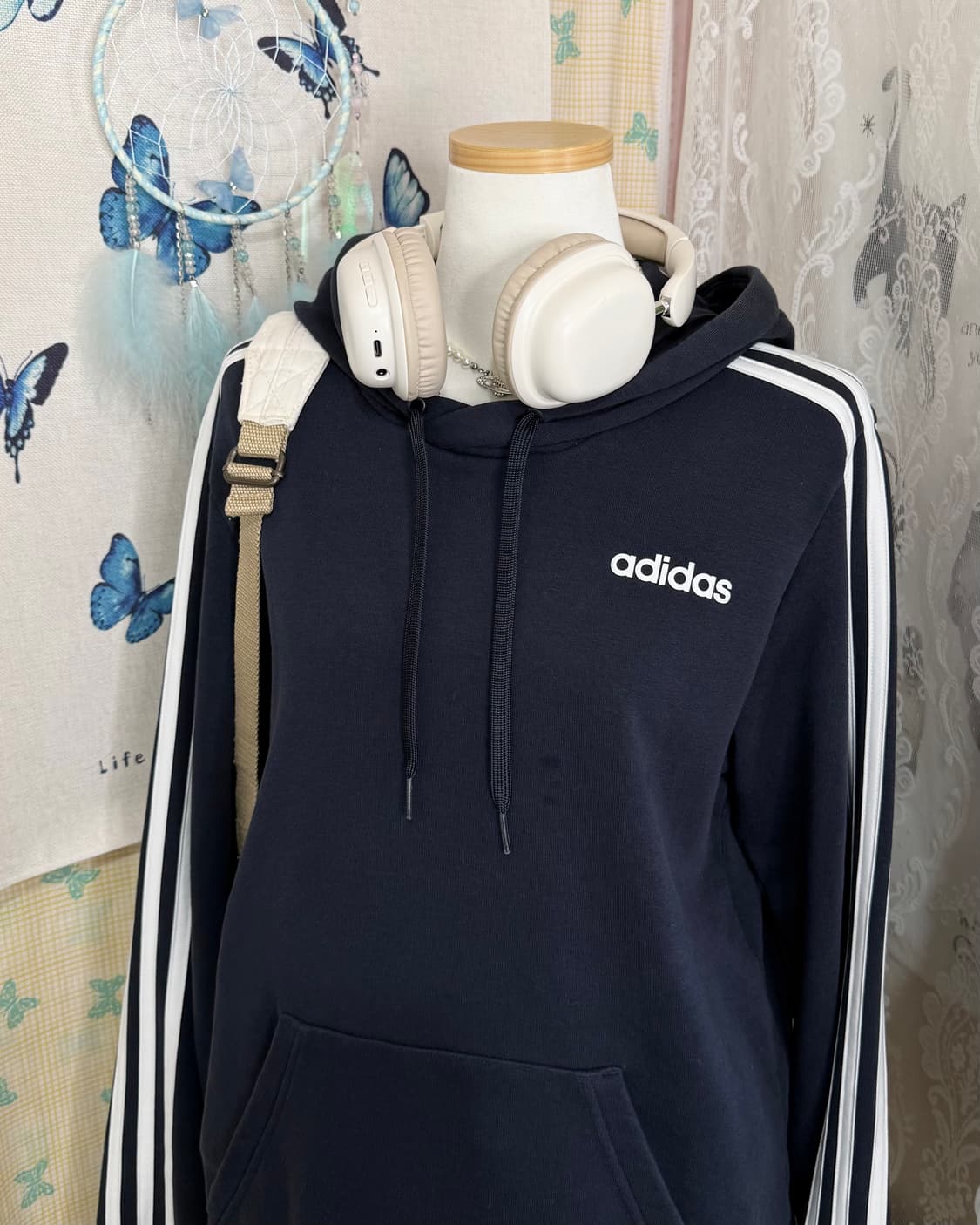 아디다스 네이비 삼선 후드 티셔츠 상품이미지6