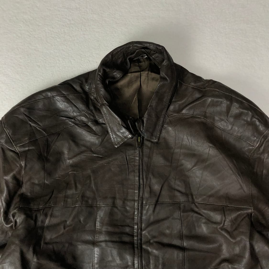 90s 아메리칸 빈티지 레더 봄버자켓 다크브라운  상품이미지7