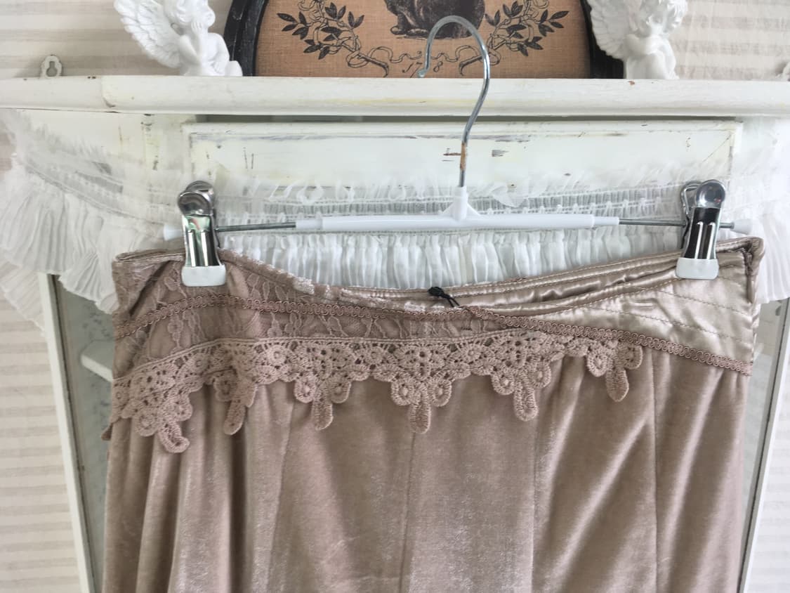 jpn vintage 레이스 벨루아 미디 스커트 상품이미지2