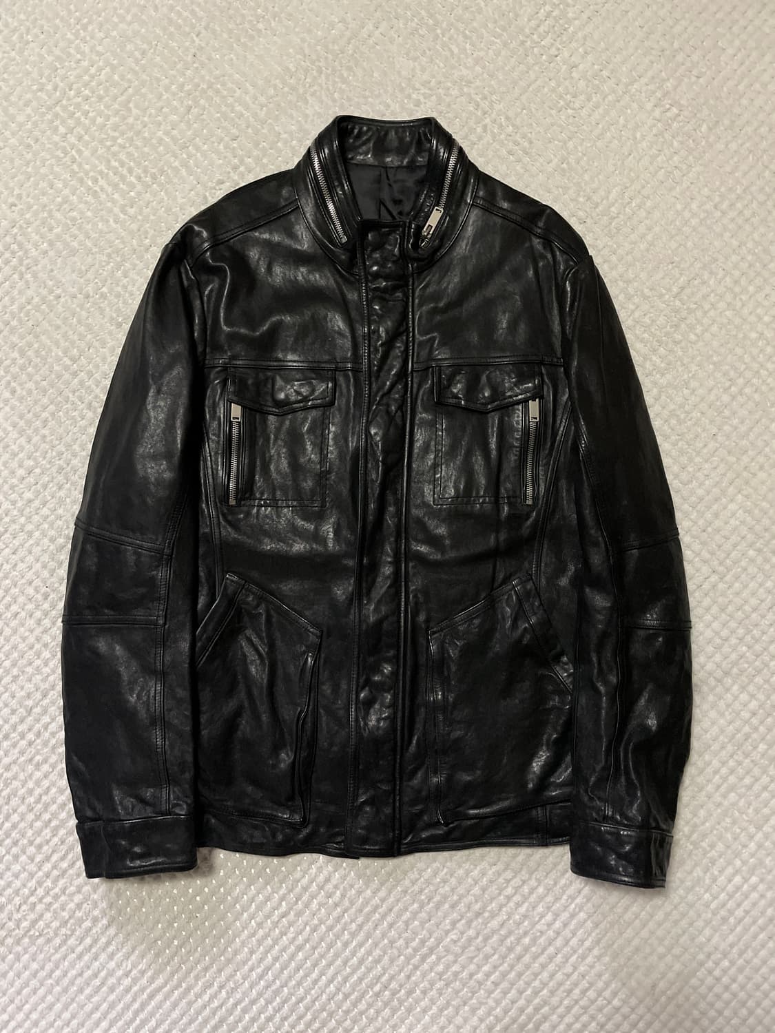 광희시장 웨스턴 무드 램스킨 양가죽 바이커 레더 자켓 상품이미지1