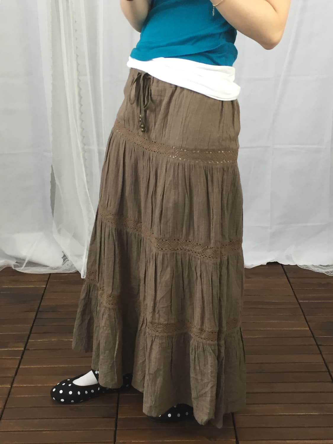 JPN Brown Tiered Skirt 상품이미지2