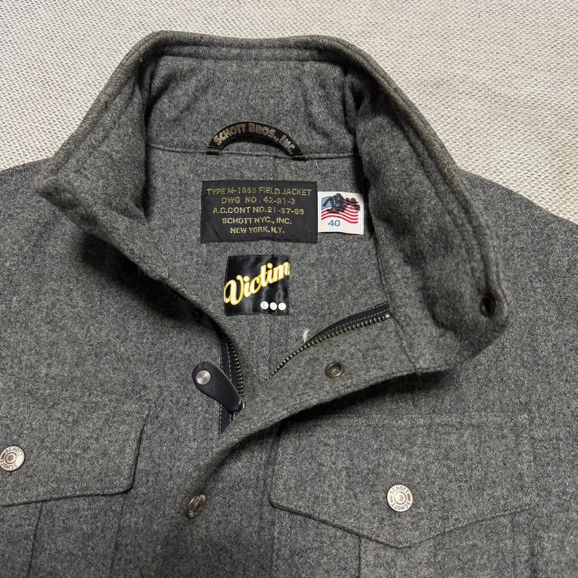 VICTIM x SCHOTT 쇼트 울 필드 자켓 상품이미지3