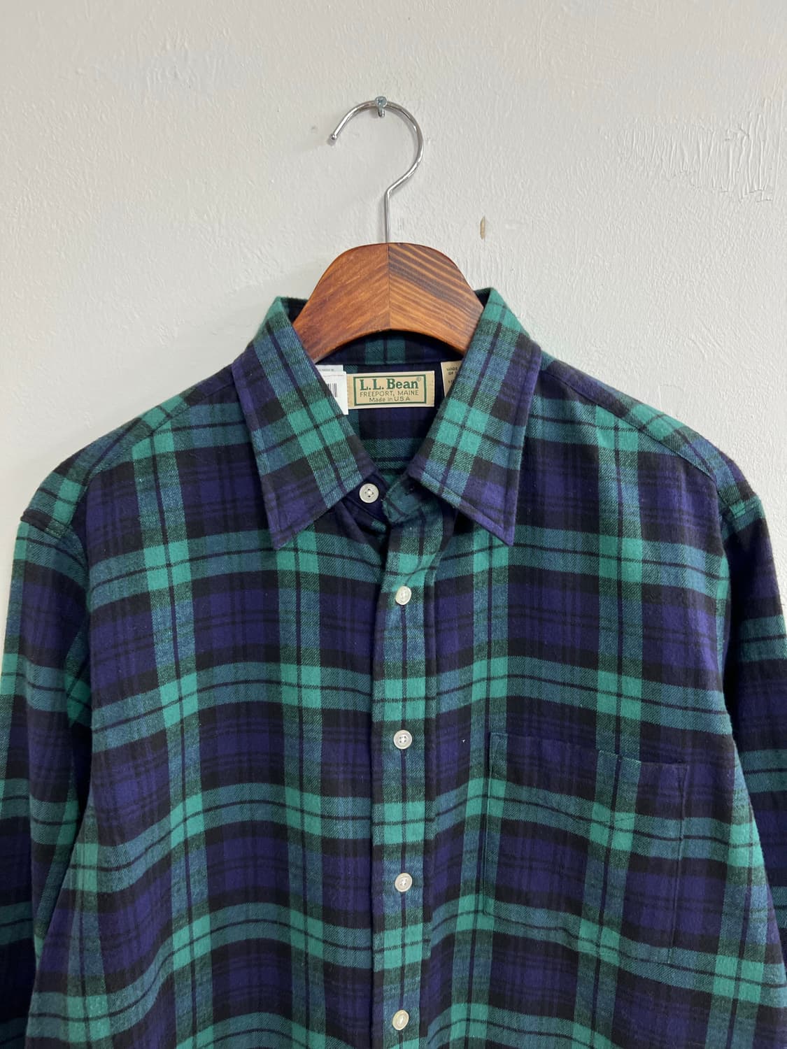 빈티지 L.L.Bean 그린/네이비 체크 셔츠 상품이미지2