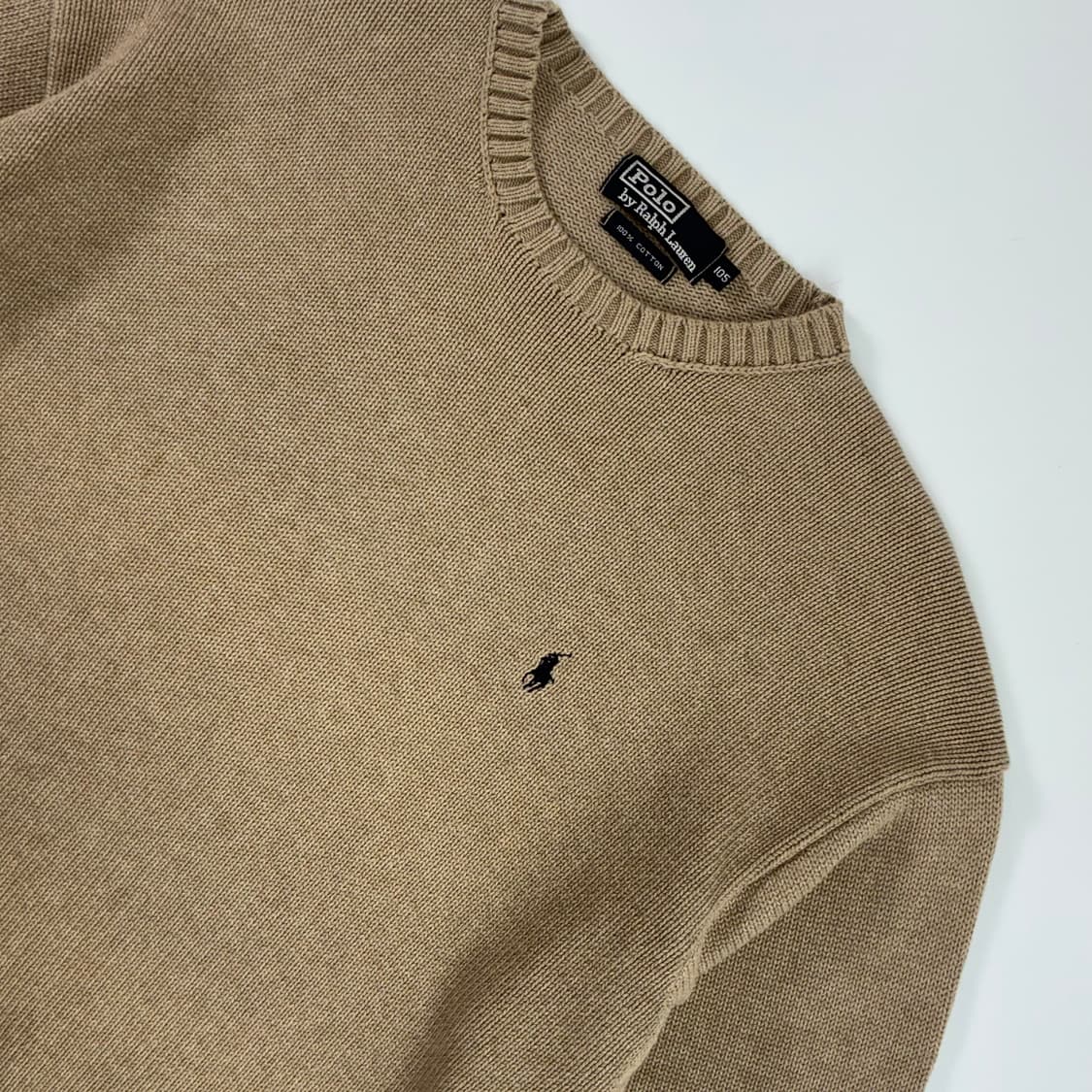 Polo  폴로 랄프로렌 자수 코튼 다크베이지 라운드 니트  상품이미지3