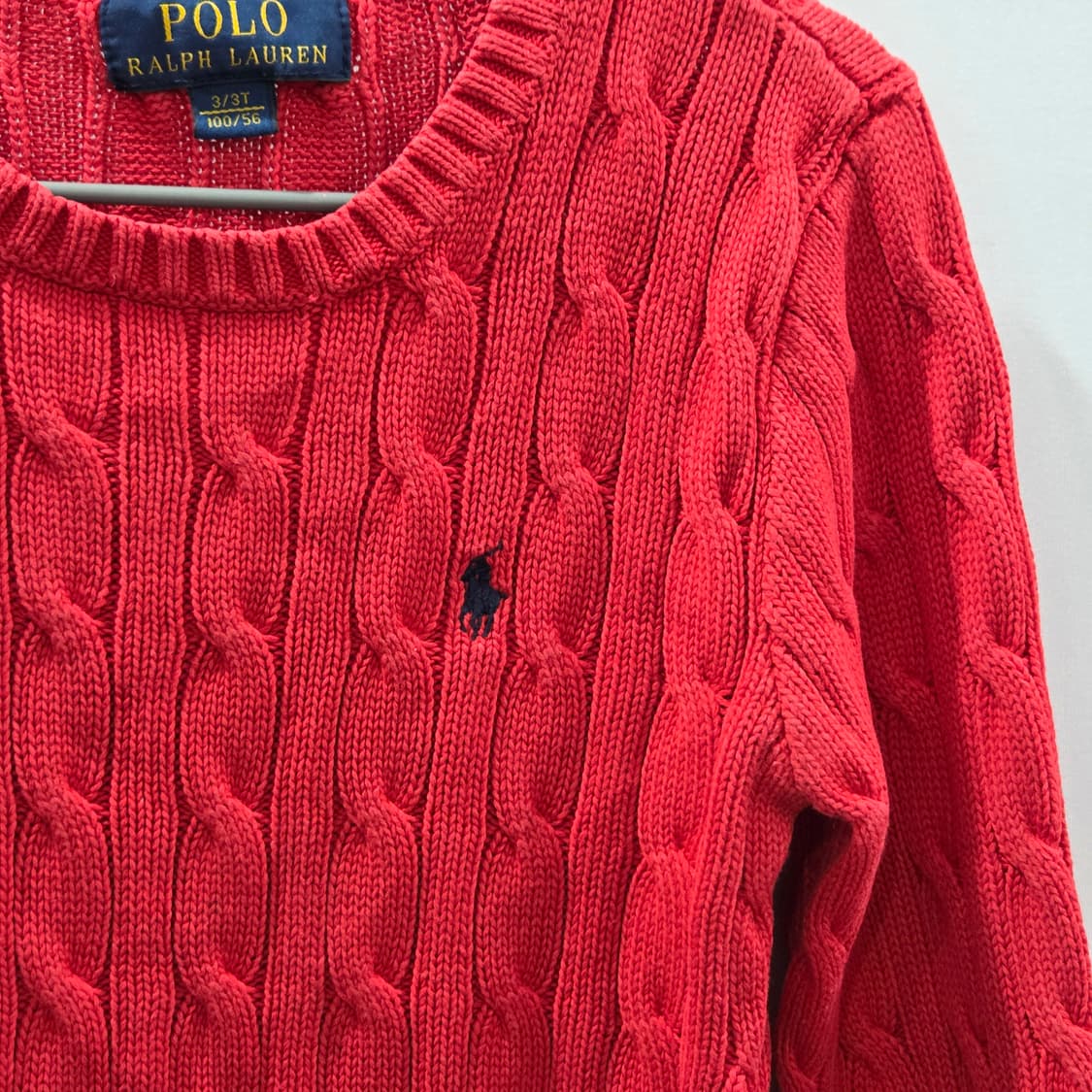 폴로랄프로렌 키즈 코튼 케이블 니트 레드 3T 상품이미지2