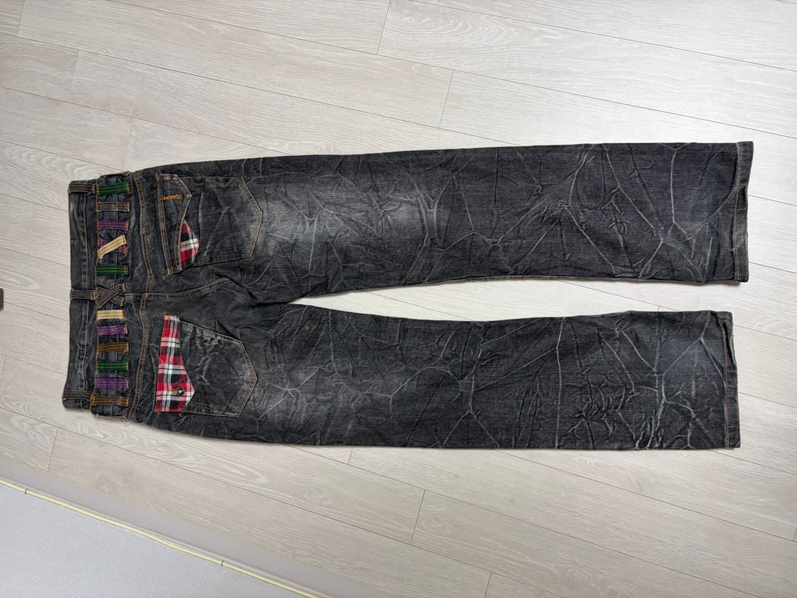 Nylaus 빈티지 더블 레어어드 워싱 데님 바지 상품이미지3