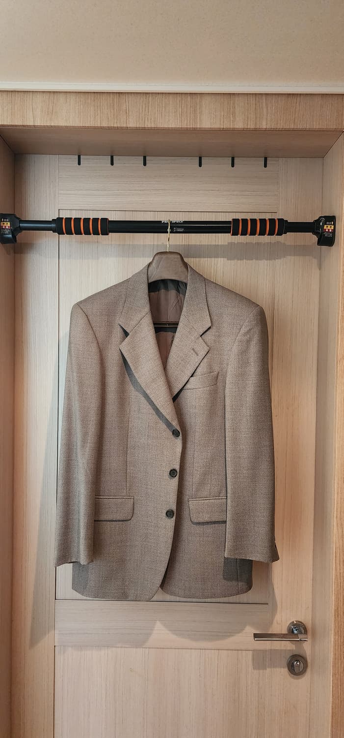 베이지 헤링본패턴 3버튼 울자켓 XL 상품이미지1