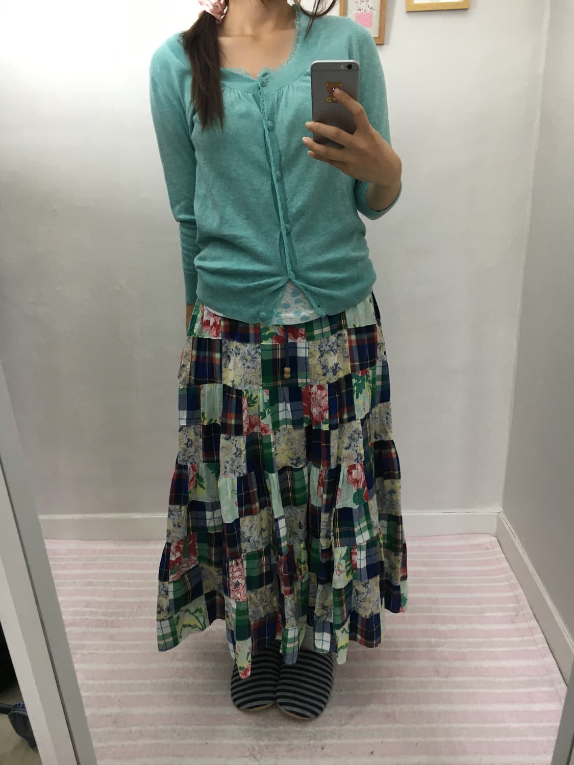 민트 플라워 패치 롱 스커트 상품이미지8