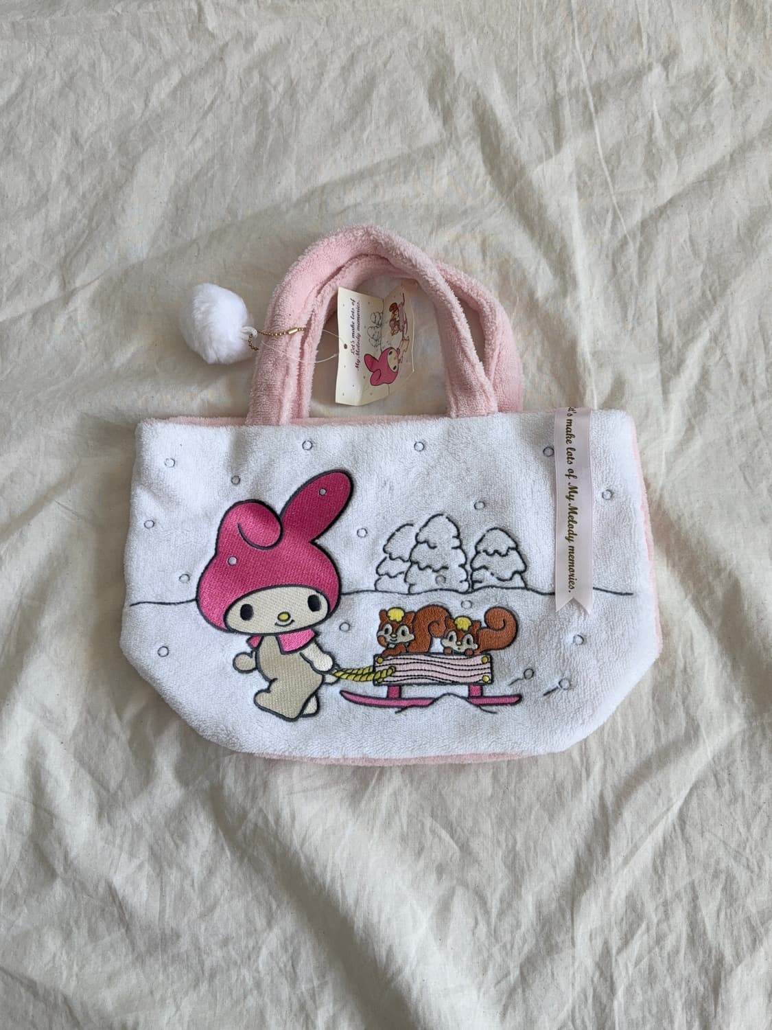 산리오 마이멜로디 딸기우유 퍼 토드백 상품이미지1