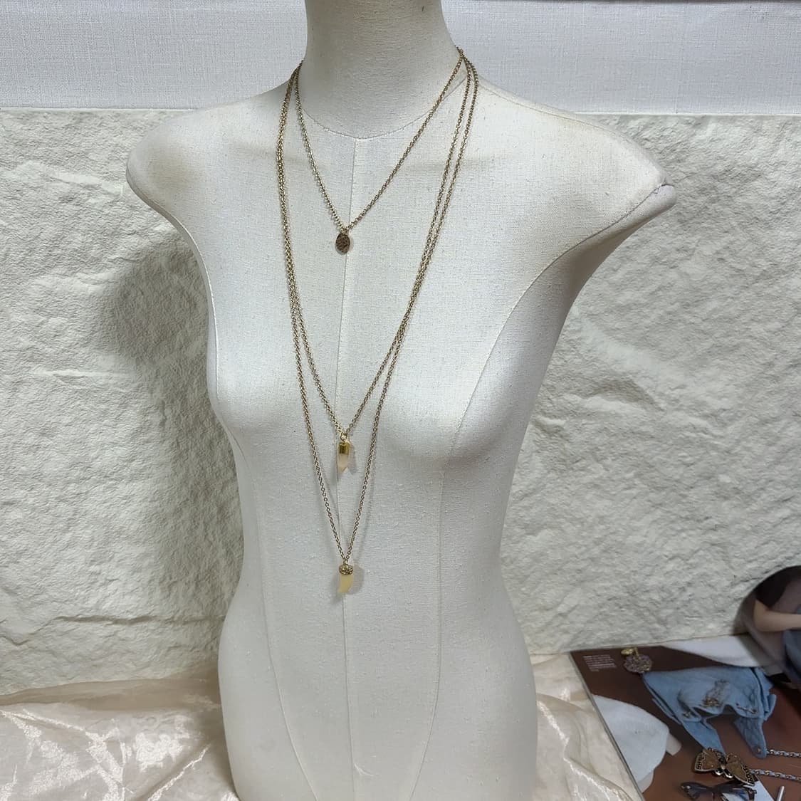 빈티지 해머링 오리에탈 치아 레이어드 목걸이 상품이미지1