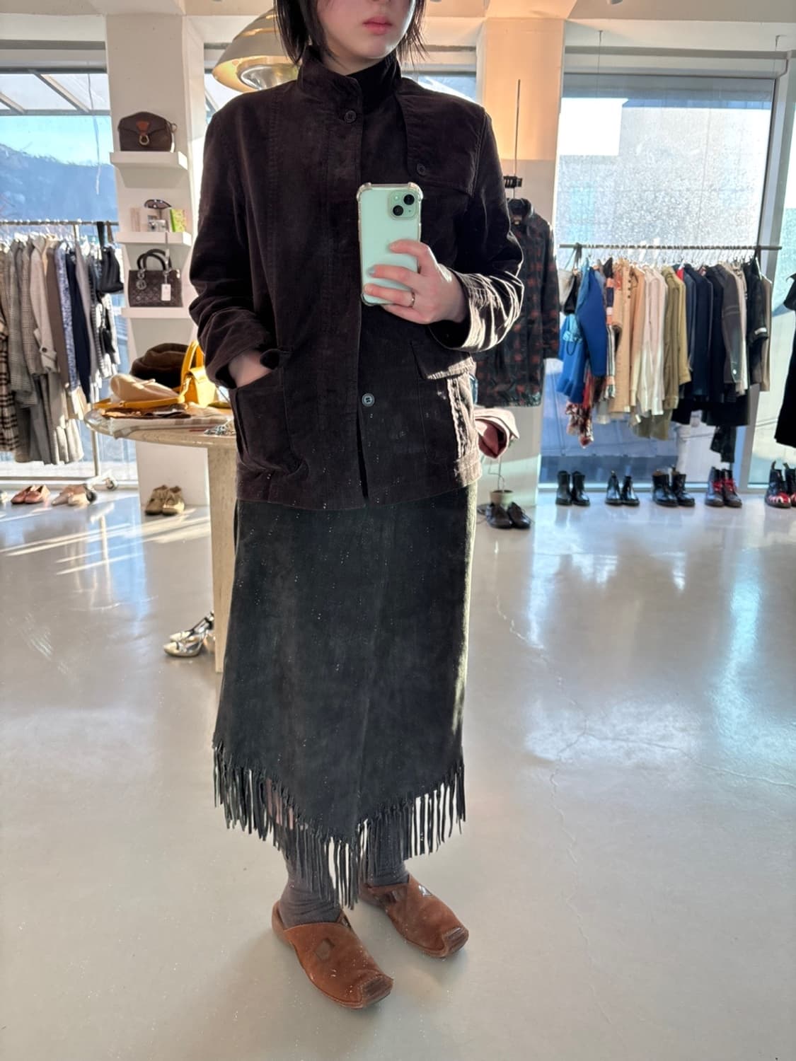 Vintage Stefanel Suede Leather Skirt 상품이미지1