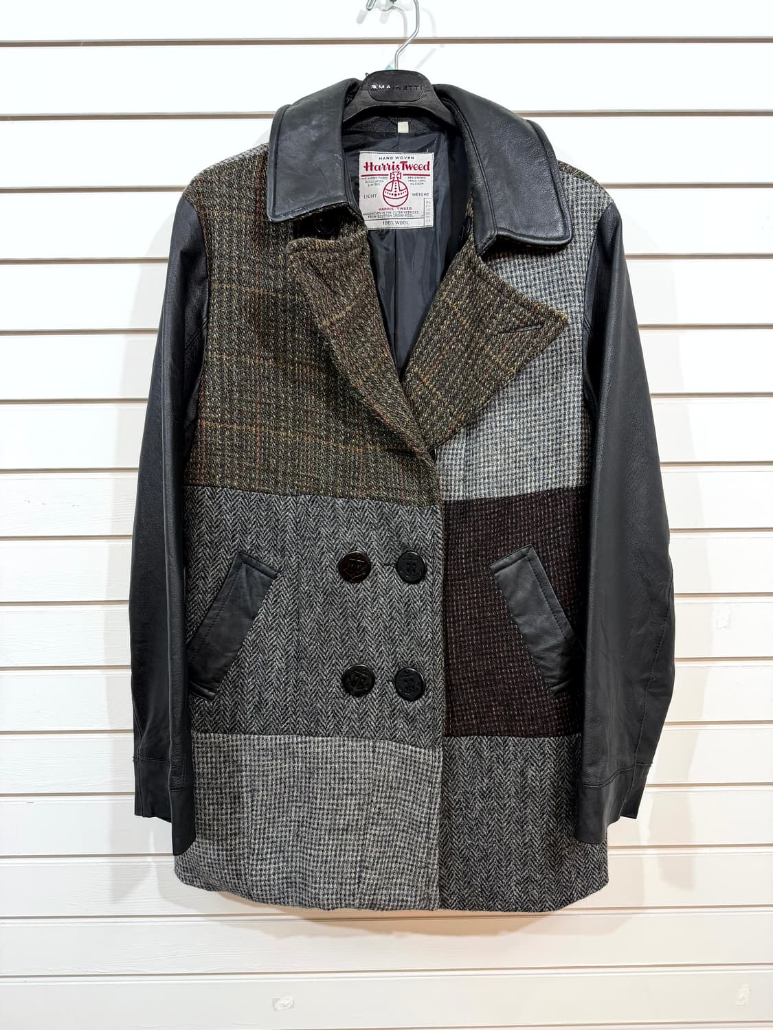 Harris Tweed 해리스트위드 레더 울 코트 상품이미지1