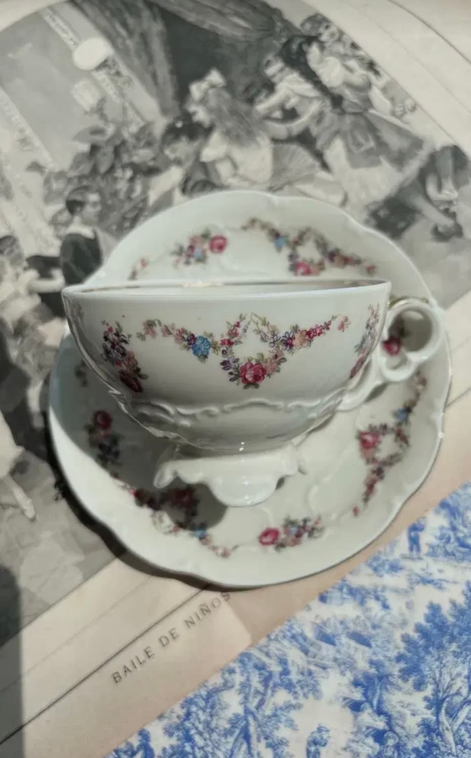 독일 올드 슈바르첸함머 핸드페인티드 찻잔 듀오세트 상품이미지2