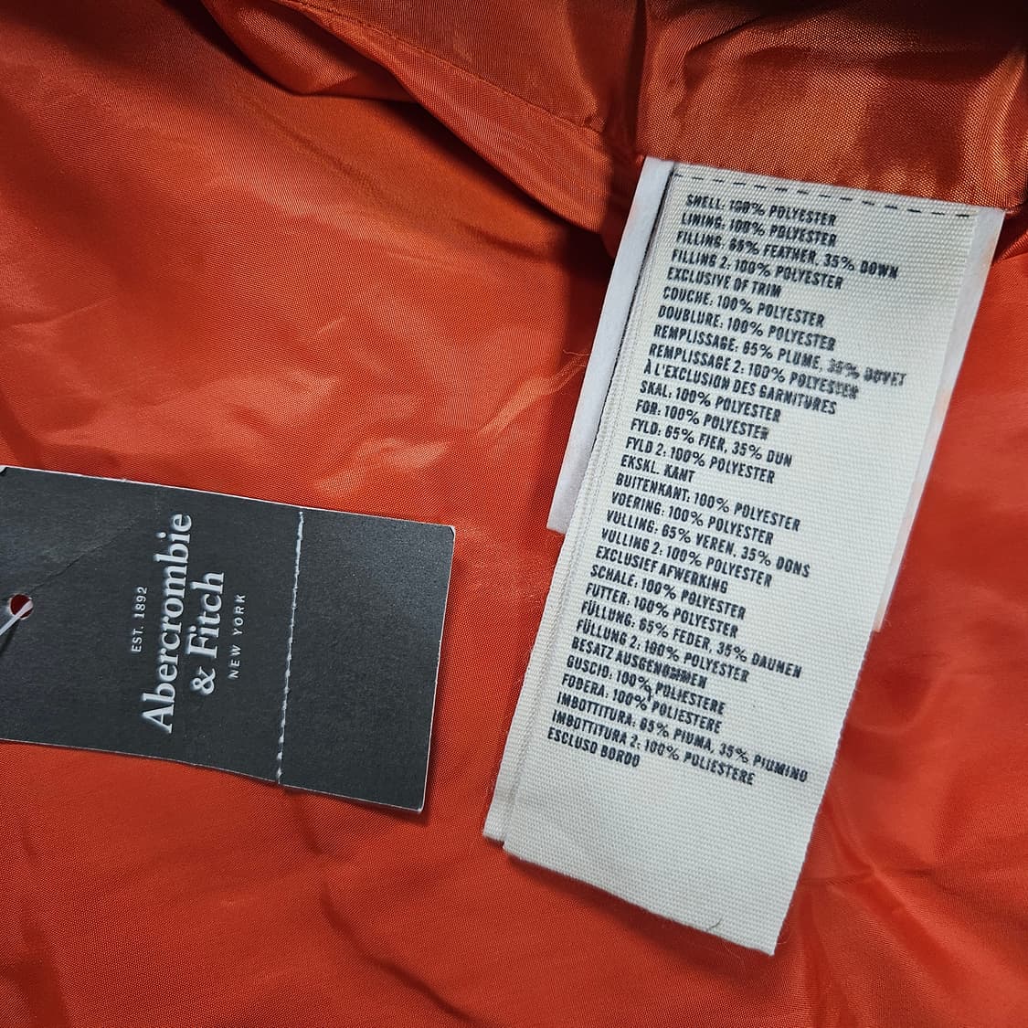 새상품 M 아베크롬비 덕다운 패딩 카키 상품이미지5