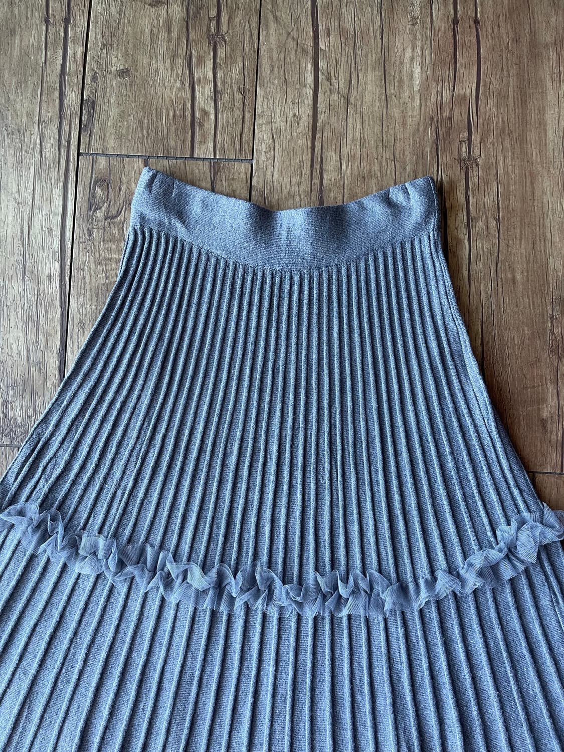 Knit pleats × Dotted mesh Skirt 상품이미지4