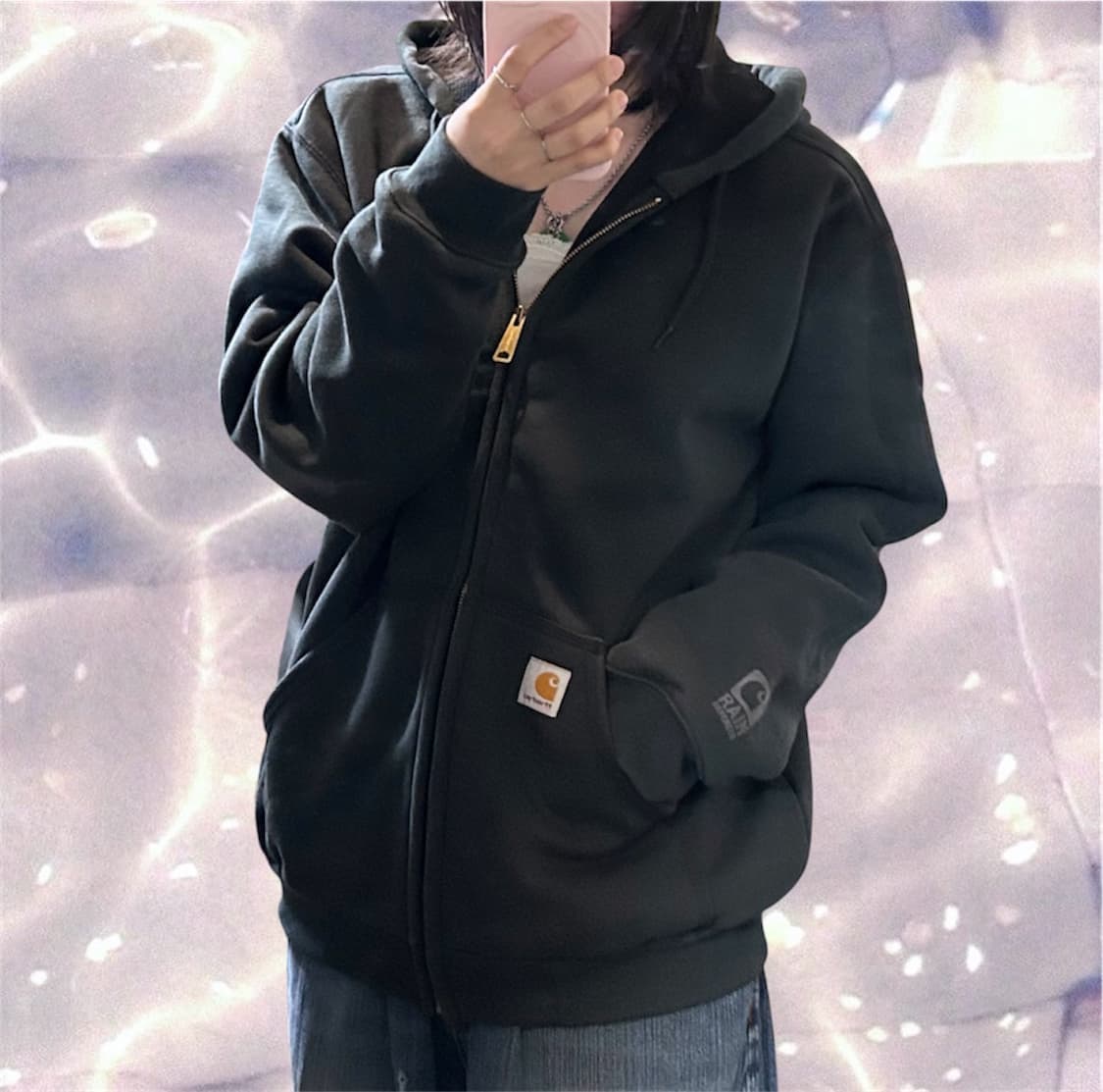 칼하트 레인 디펜더 써멀 후드집업 블랙 S 실측L 상품이미지3