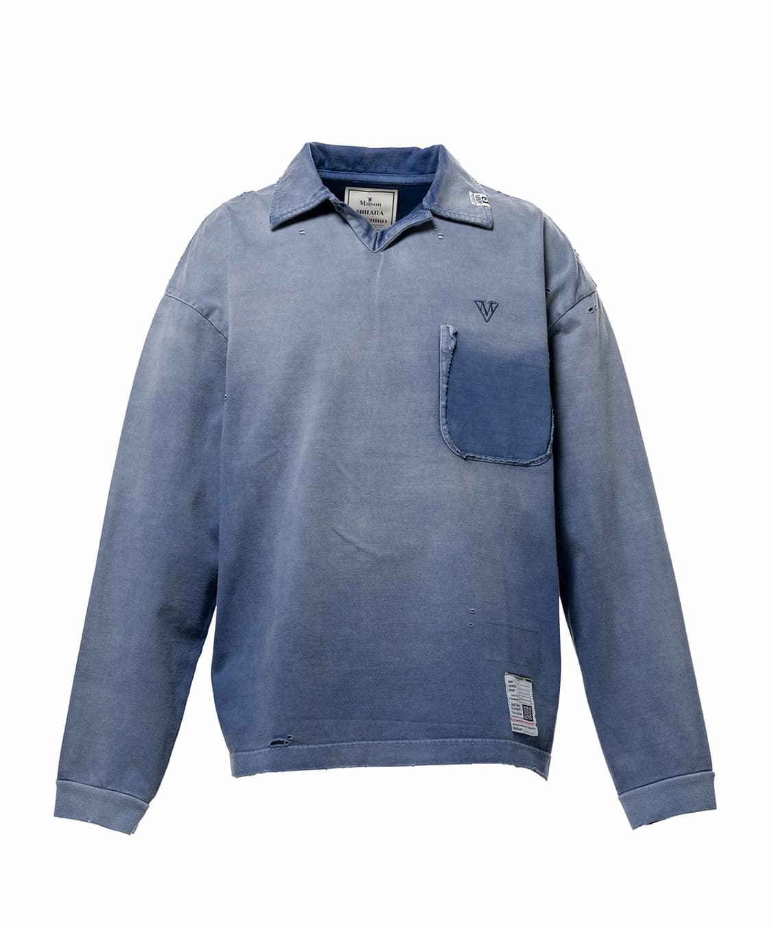 [48,50,52]미하라야스히로 26ss 선 페이드 폴로 티셔츠/블루 상품이미지1