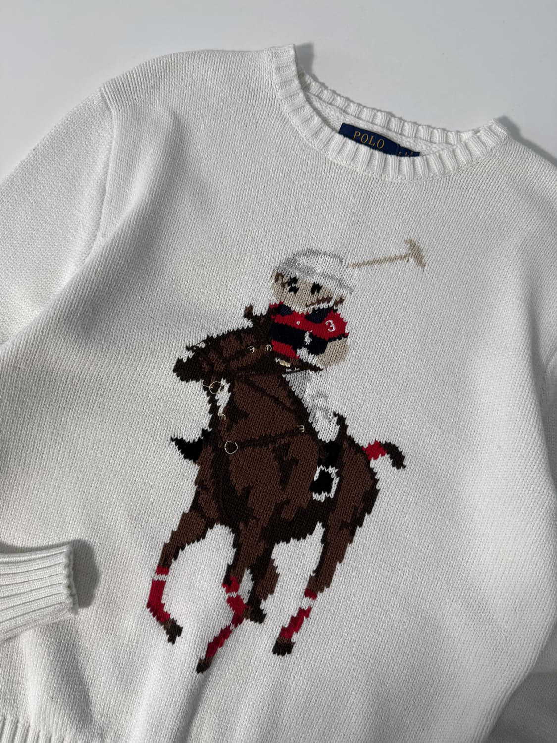 폴로 랄프로렌 루즈핏 신형 폴로베어 화이트 코튼 니트 상품이미지4