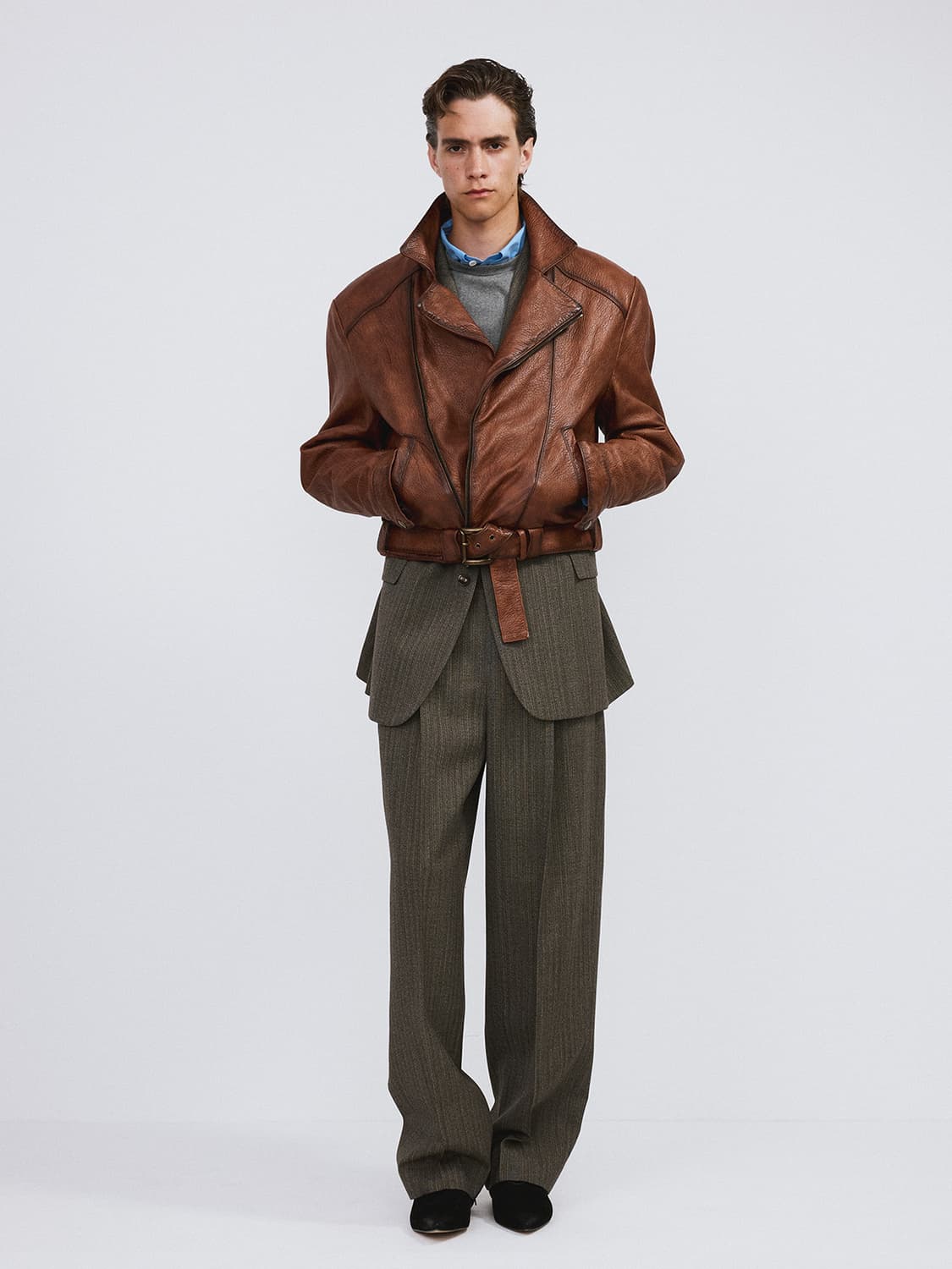 렉토 26SS 빈티지 이펙트 바이커 레더 가죽 자켓 꼬냑 상품이미지3