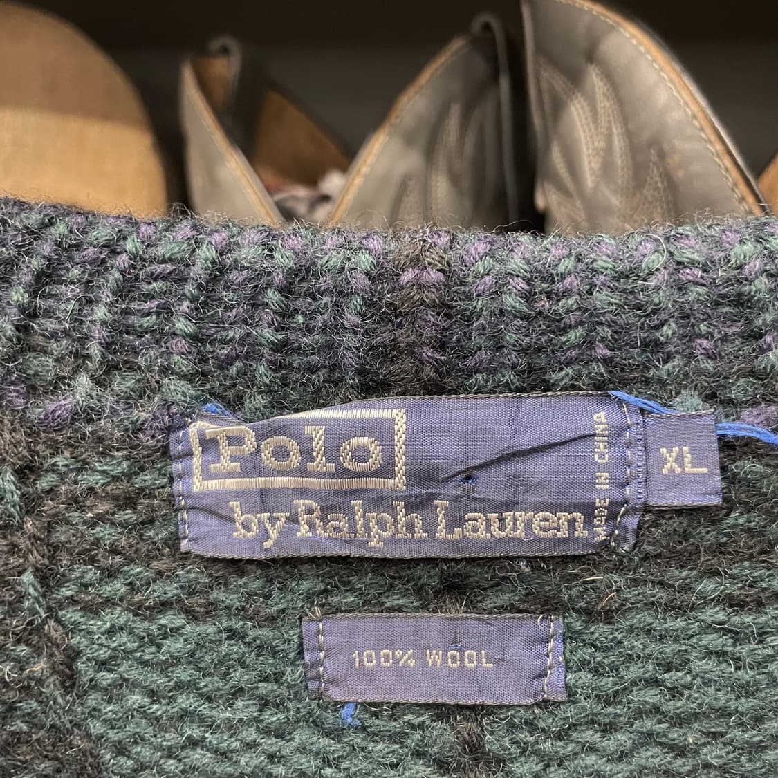 90s 폴로 랄프로렌 멀티 체크 헤비 울 니트 스웨터 컨트리 상품이미지5