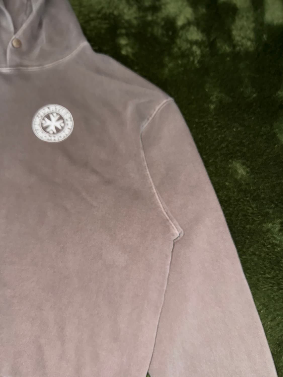 [1] 펀치 드렁크 파티즈 서클 로고 가먼트 다이드 후드 브라운 상품이미지4