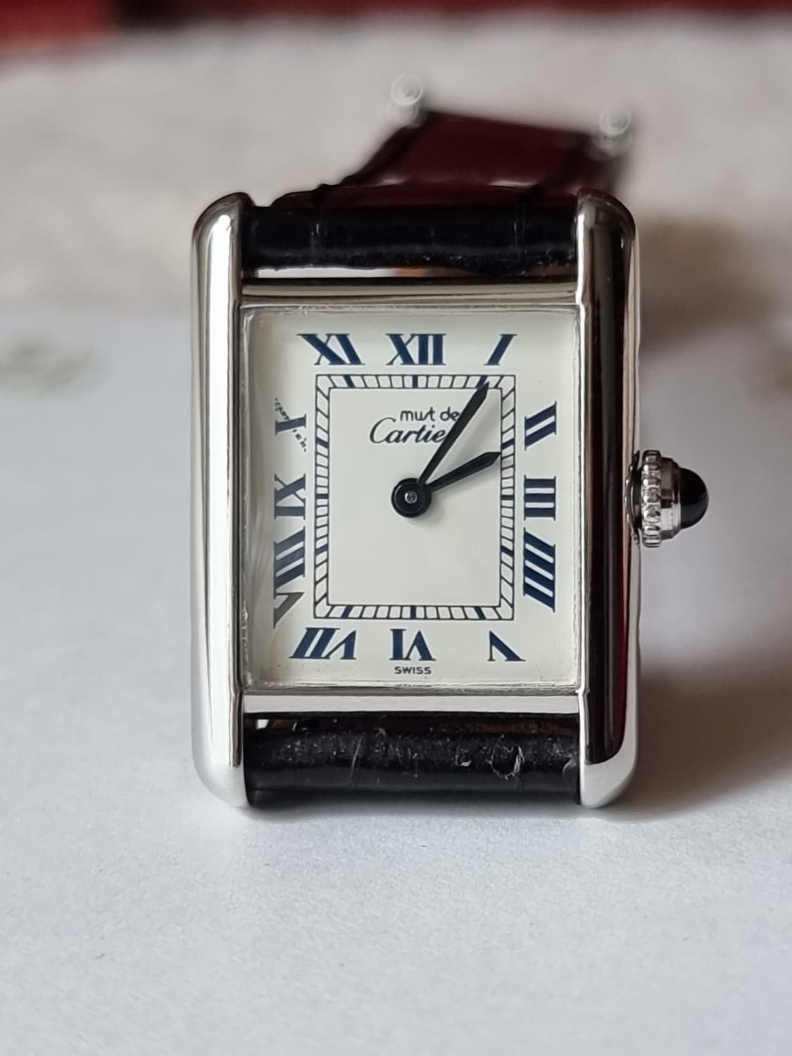 까르띠에 빈티지 탱크머스트 S 블루로만 화이트다이얼 디버클 여성시계 02 상품이미지2
