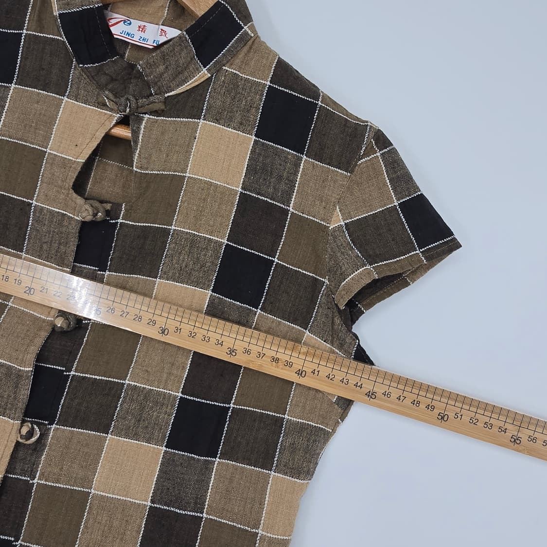 체크 차이나넥 린넨 블라우스 상품이미지6