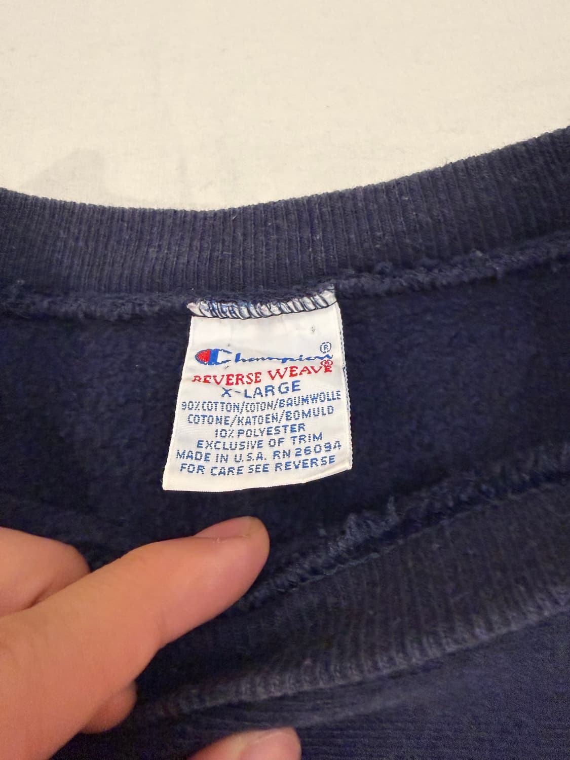 90s 챔피온 리버스위브 노트르담 스웻셔츠 네이비 상품이미지5