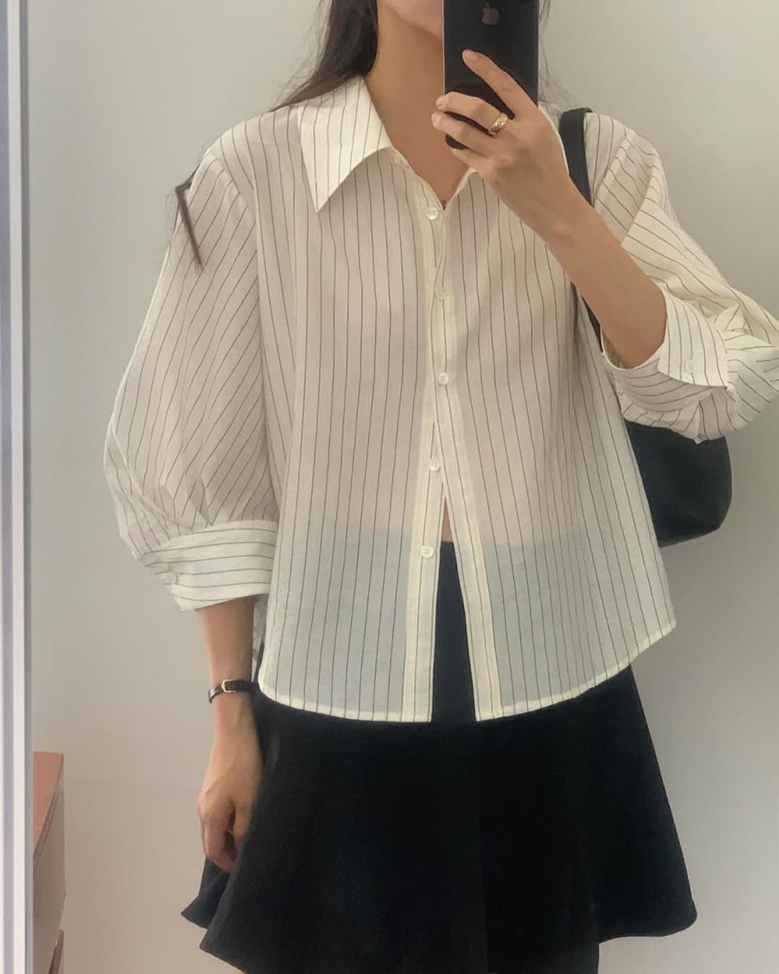 퍼프 스트라이프 블라우스 새상품 상품이미지2