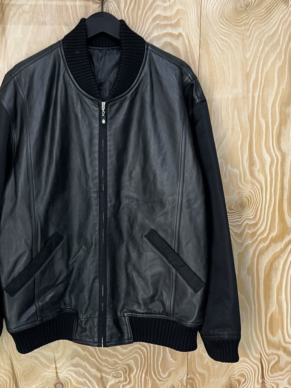 Vaziie 스포츠 카우보이 베어 나일론/레더 램스킨 레더 자켓 상품이미지6