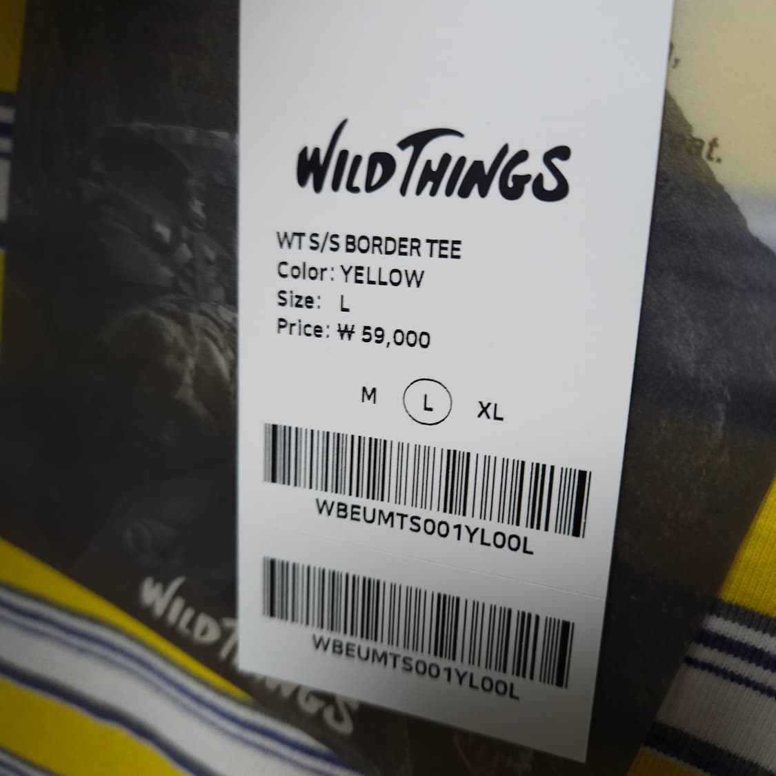 L ) 와일드띵스 옐로우 스트라이프 반팔 티셔츠 상품이미지5