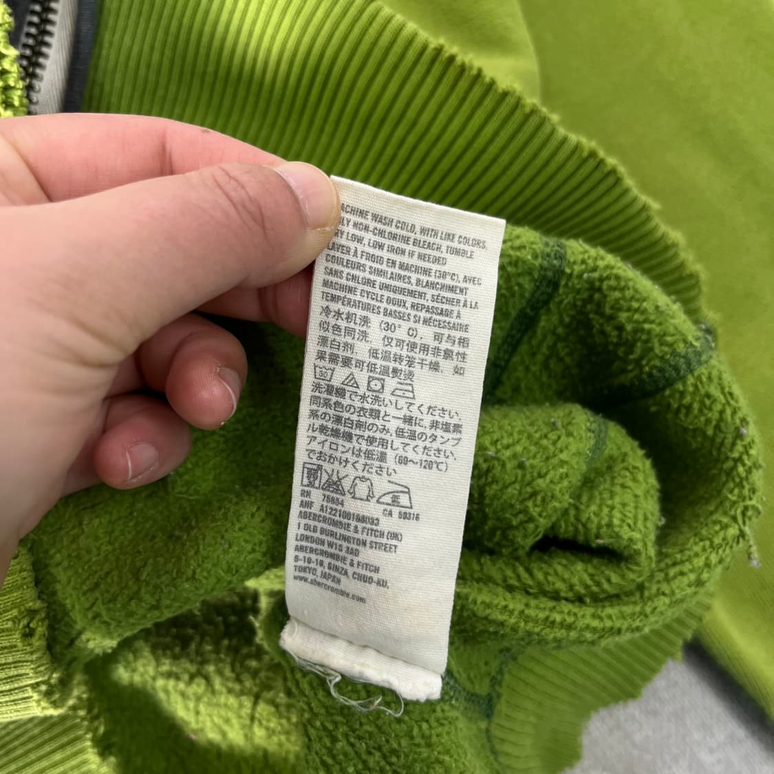 95 아베크롬비 y2k 양호원 그린 데미지 후드집업 상품이미지9