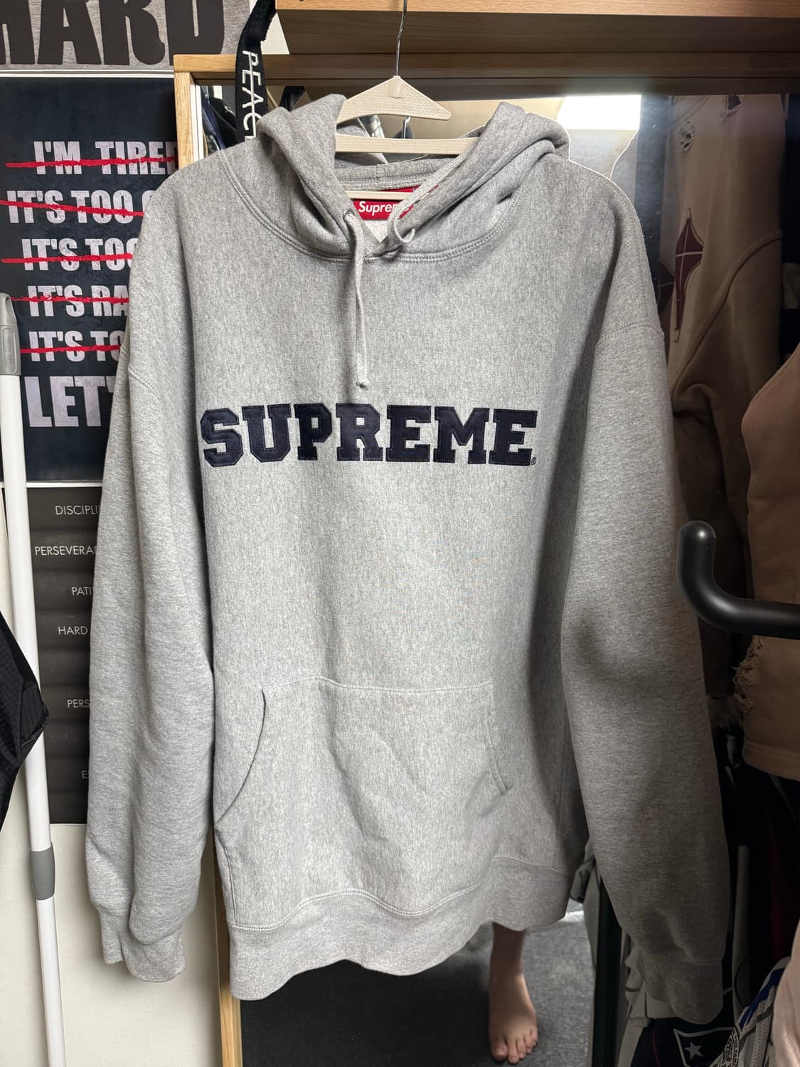 [XL]슈프림 컬리지에이트 후드 스웨트셔츠 헤더 그레이트 상품이미지1
