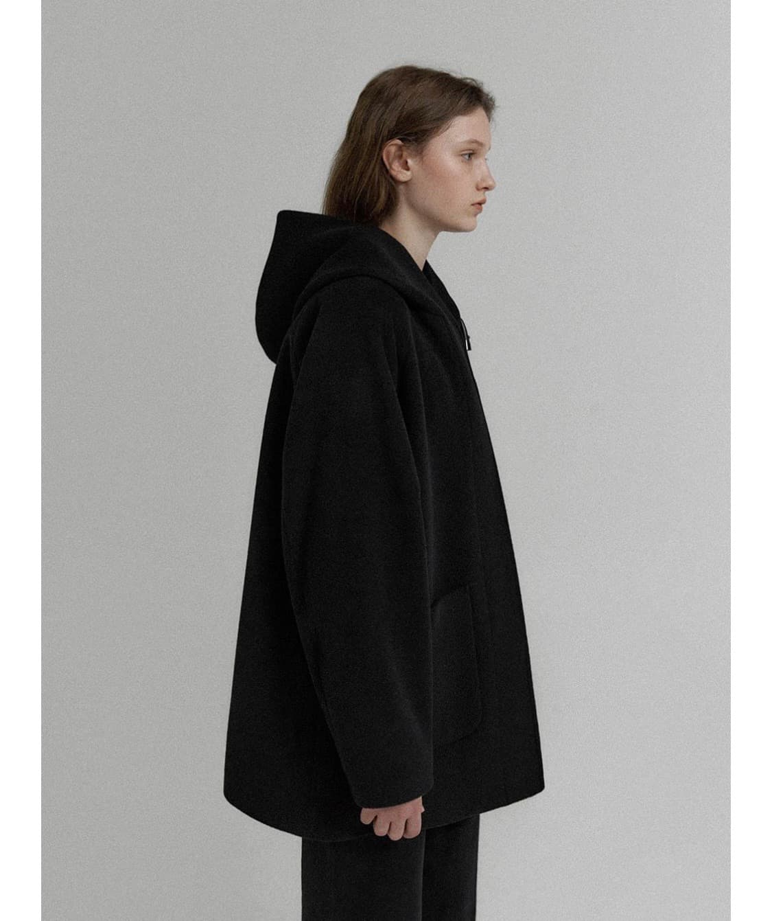 클린 Claude Hooded half coat (Black) 상품이미지3
