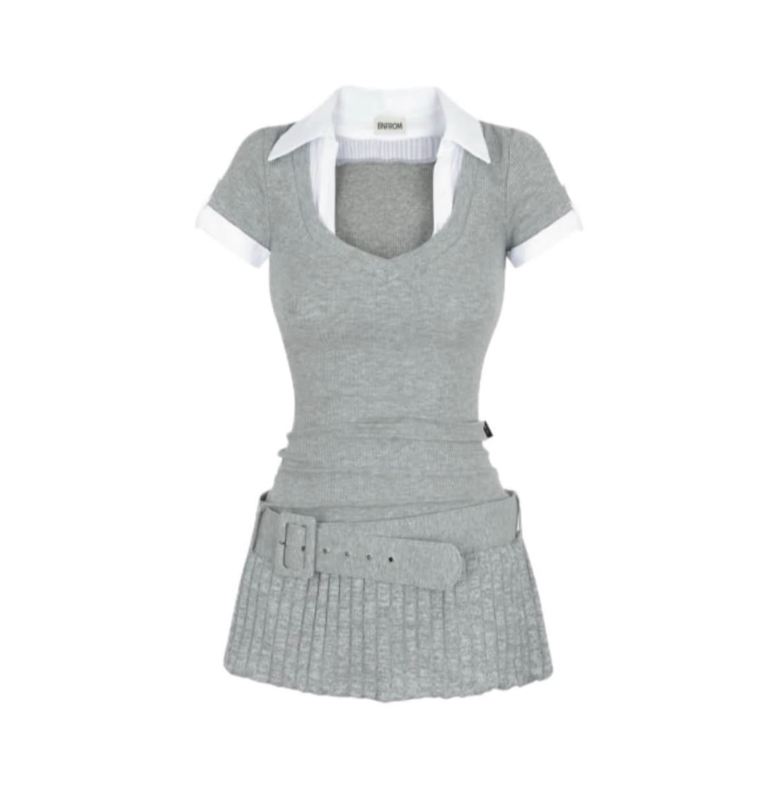 비엔프롬 STUDY WASIT BELT DRESS 그레이 상품이미지4