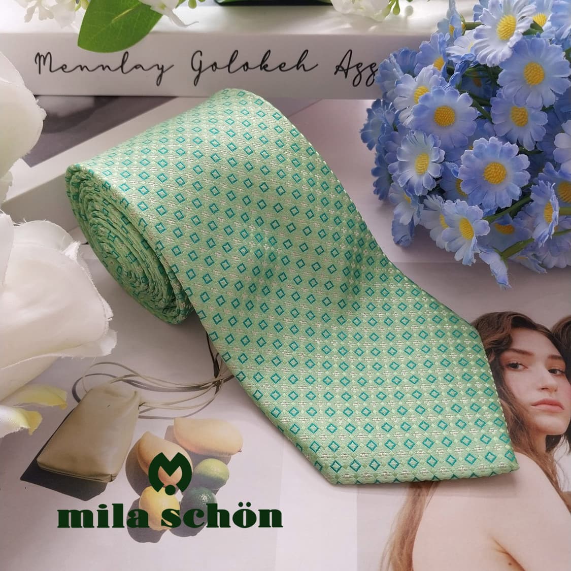 밀라 숀 실크 민트 자카드 패턴 넥타이 8.1cm A+등급 K2226
 상품이미지2